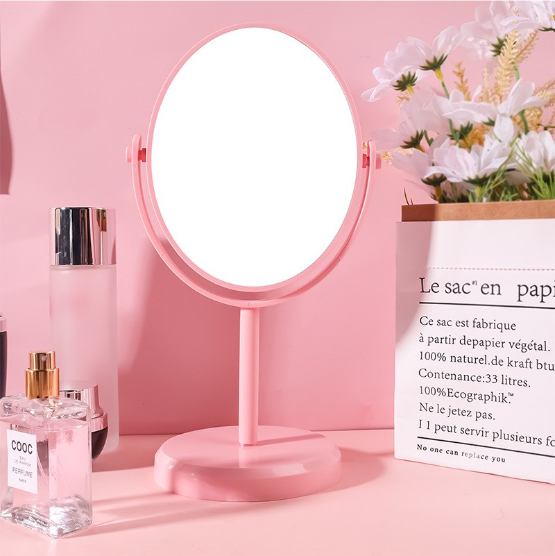 Espejo de Maquillaje de Escritorio de Doble Cara Plástico y Vidrio con Aumento para Baño y Dormitorio