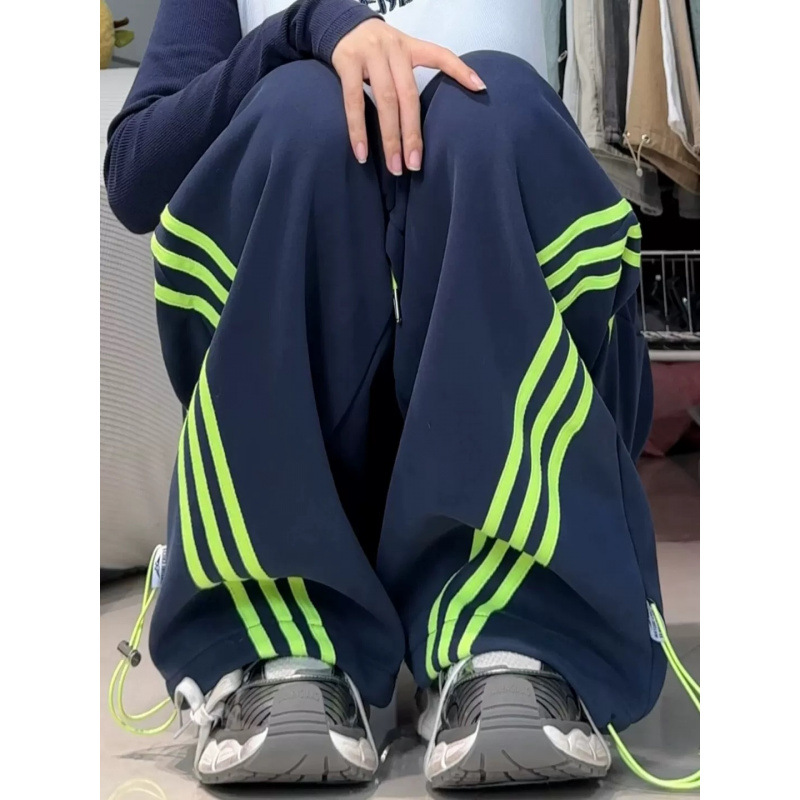 American Design Three-Stripe Sweatpants Hip-Hop Loose Casual Jazz Dance Unisex Ins Wide-Leg Pants
