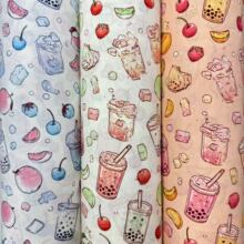 全棉府绸印花 奶茶可爱水果印花 童装衬衫连衣裙面料