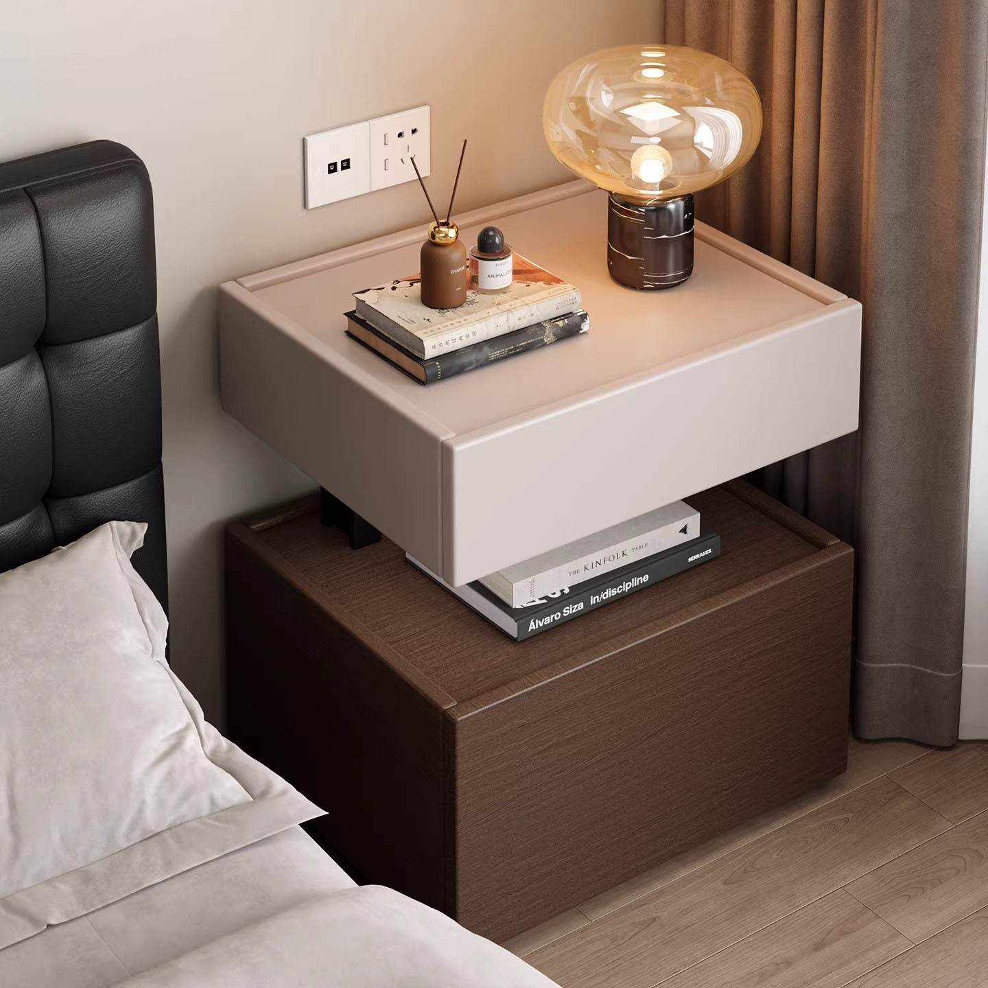 2026 nuevo gabinete de almacenamiento de dormitorio doméstico de lujo creativo flotante estante junto a la cama