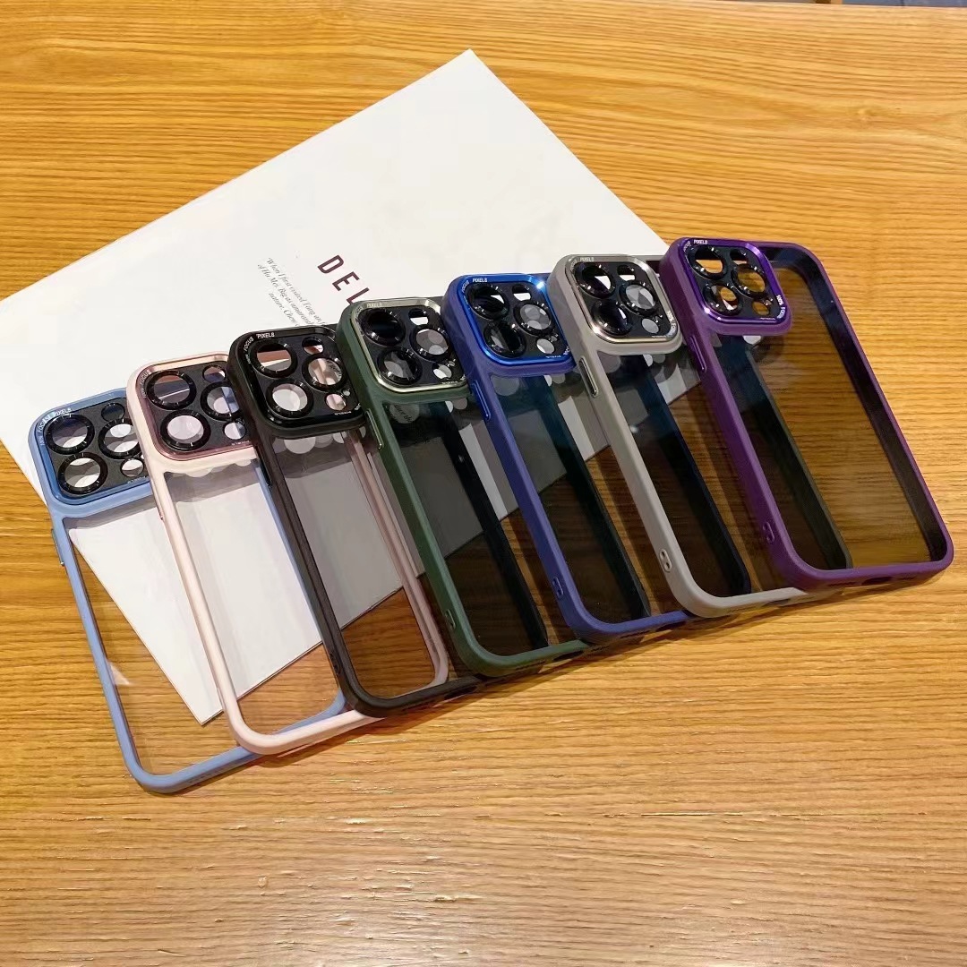 Lente de metal simple y de alta calidad para iPhone13 funda para teléfono móvil 15ProMax Apple 14 hombres y mujeres 12 nuevos