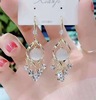 Crystal, fashionable demi-season earrings, 2024 years, cat's eye, internet celebrity, bright catchy style