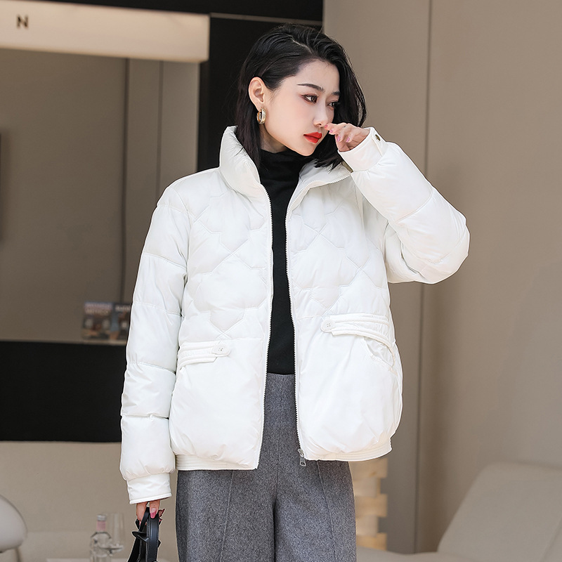 Gran Bretaña corta ligera abrigo de plumón de algodón mujer 2023 nueva moda de collar caliente abrigo de invierno delgado image 7