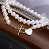 Necklace, sweater, beads from pearl, accessory, silver 925 sample, western style