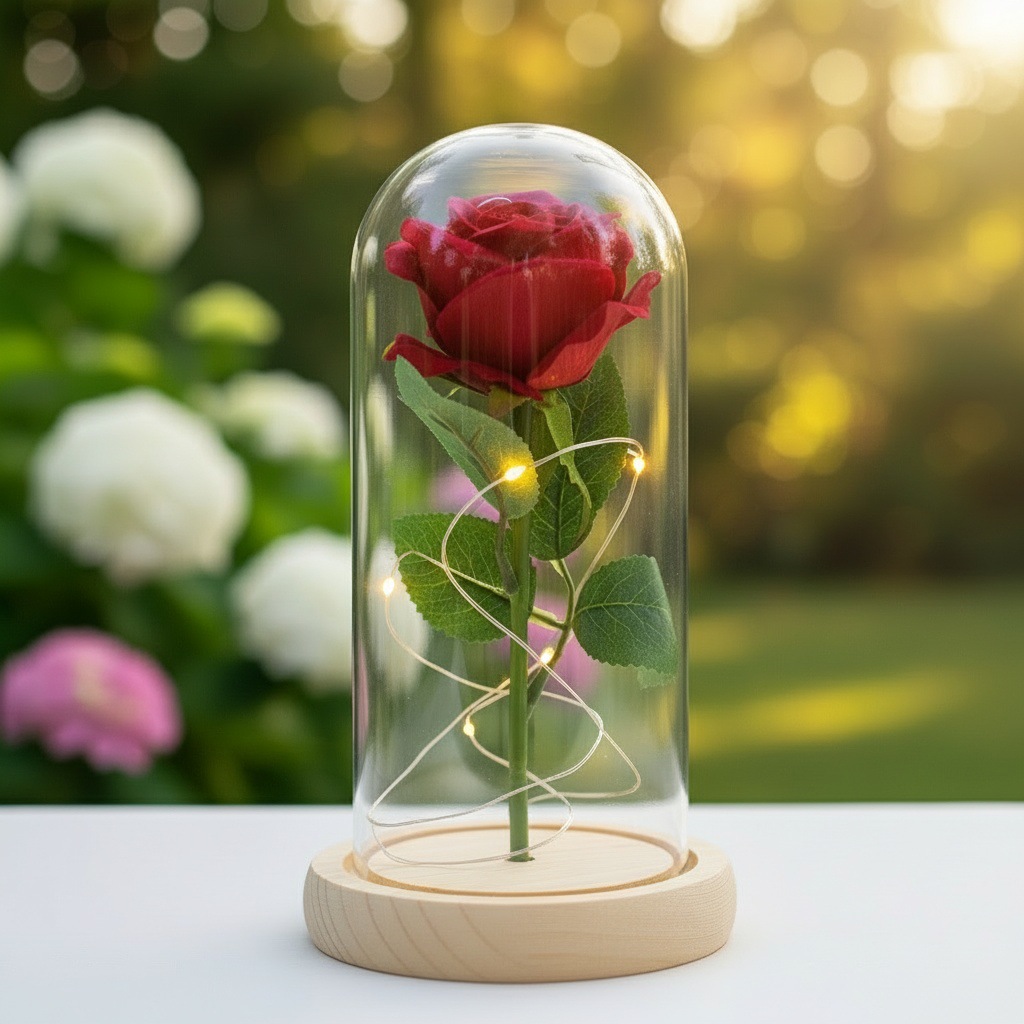 Rosas transfronterizas flores inmortales ramo de flores cubierta de vidrio regalo de día de San Valentín decoración de alta calidad regalo creativo del día de la madre