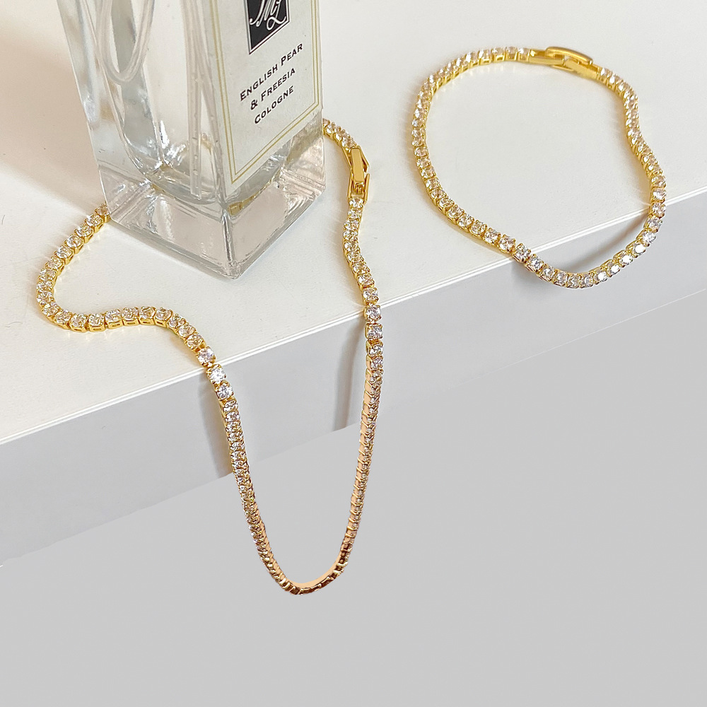 5g Weight Zircon Inlay Material Bracelets, Necklace Classification Classic Style Solid Color Copper Inlay Zircon Bracelets Necklace
