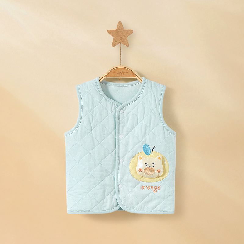 Chaleco de bebé primavera, otoño, invierno, chaleco de bebé, cardigan cálido, hombro, chaqueta de algodón para hombres y mujeres, chaleco de fondo para niños