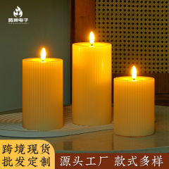LED电子蜡烛条纹平口子弹头生日创意婚庆道具装饰无烟无味蜡烛灯