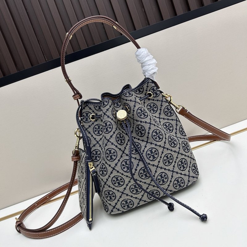 TB家新款T MONOGRAM升级版老花复古抽绳水桶包单肩斜跨女包|undefined