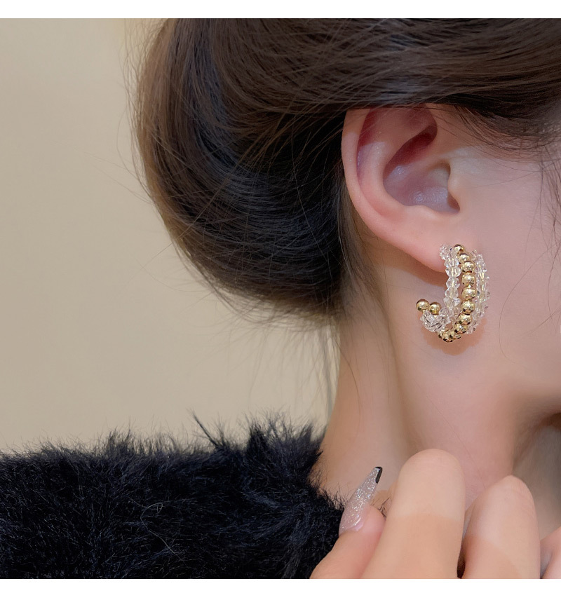 Fashion C Shape Copper Irregular Plating Earrings 1 Pair