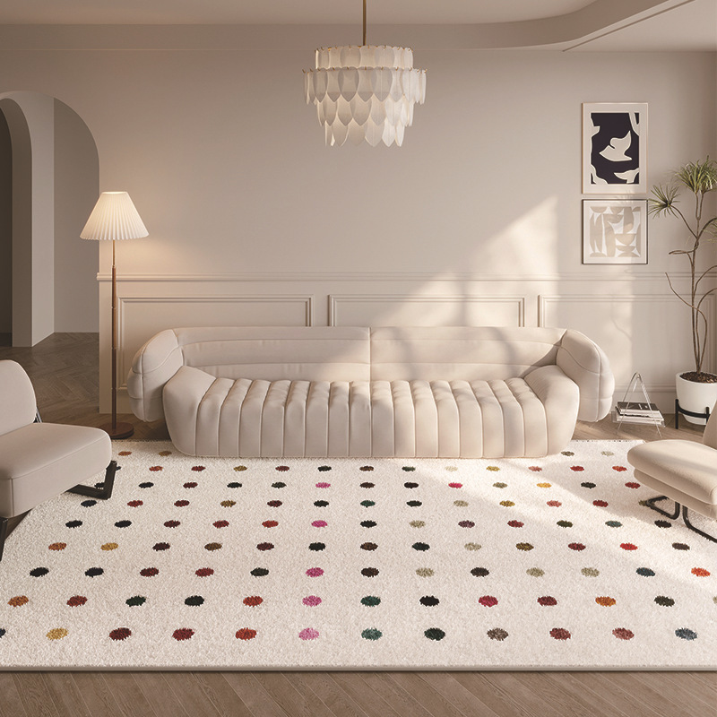 INS cream style imitation cashmere carpet colorful polka dot non-slip water-absorbent carpet full-cover insulation living room carpet full-cover