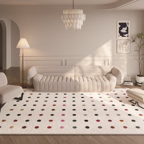 INS cream style imitation cashmere carpet colorful polka dot non-slip water-absorbent carpet full-cover insulation living room carpet full-cover