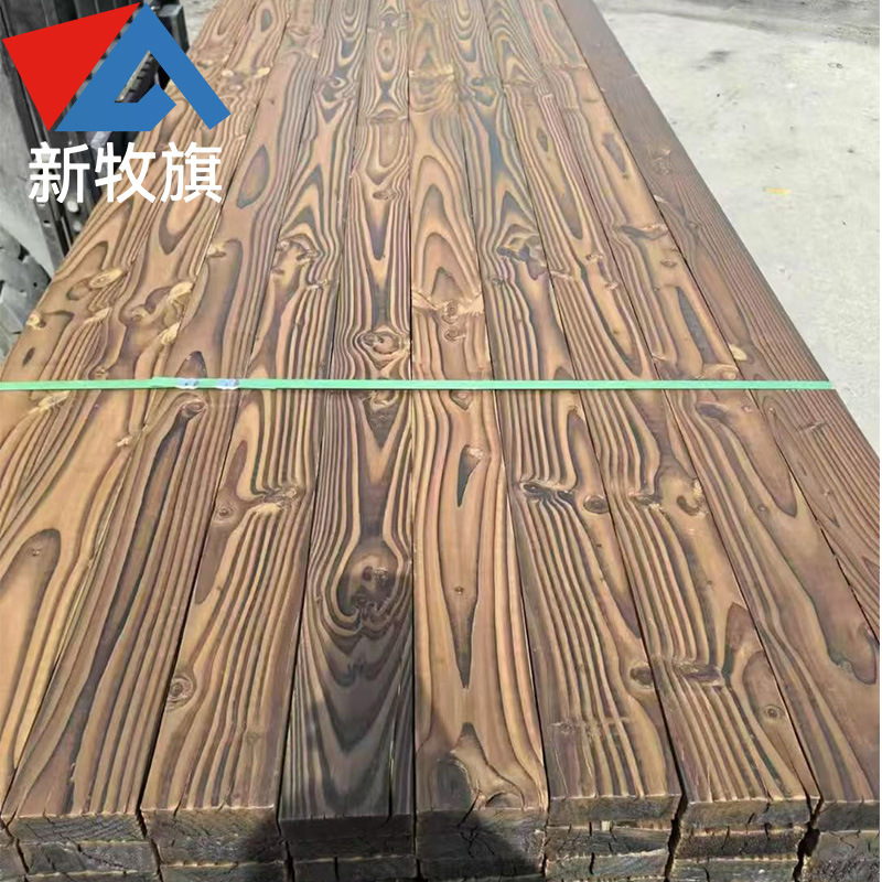 厂家供应碳化木防腐木花旗松碳化木樟子松户外圆柱板材刻纹碳化木|undefined