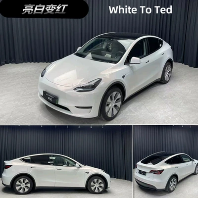 Black Car Wrap Film Car — Auto Color Change Film - imported-tpu-turns-white-to-red-152-15m-roll