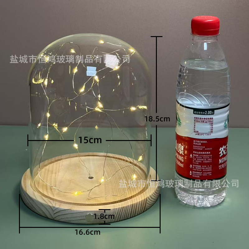 海胆永生花干花侧面触摸开关玻璃罩子底座带灯展示盒手办创意|undefined