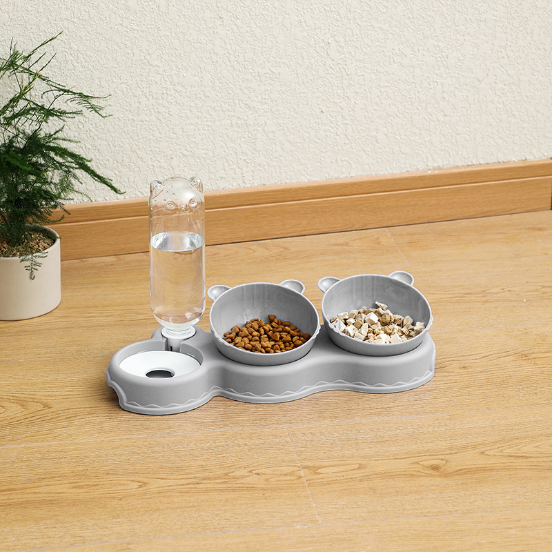 Cat Bowl doble tazón boca a prueba de humedad multifuncional Pet Bowl alimentación automática fuente de bebida perro tazón mascota suministros diarios