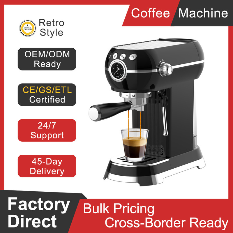 Cross-Border New Retro Espresso Machine 15Bar Pressure Semi-Automatic Home Espresso Machine Cross-Border New Retro Espresso Machine 15Bar Pressure Semi-Automatic Home Espresso Machine