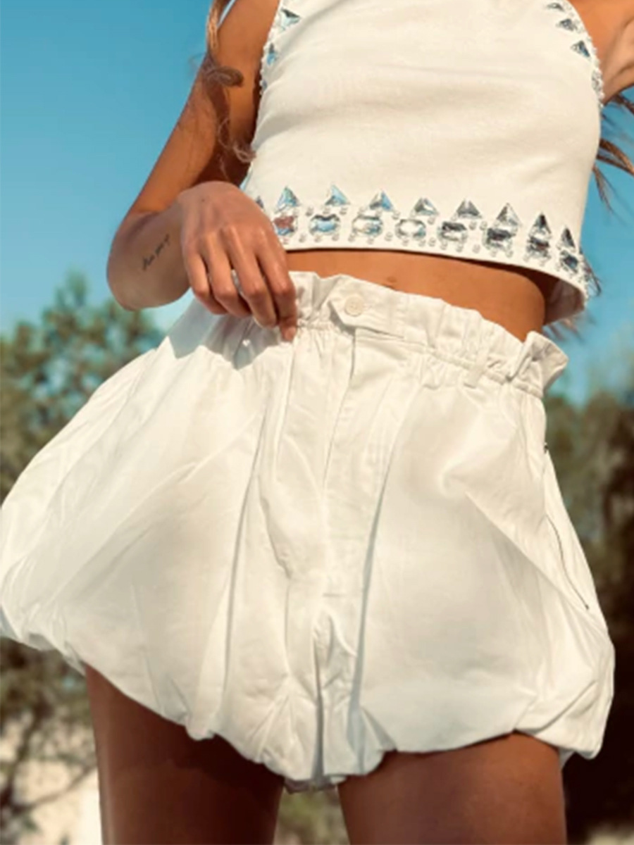 Pantalones Cortos Tipo Globo con Cintura Alta de Algodón, Holgados, para Viajes y Ocio