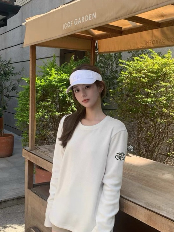 高版本lu家袖口小标华夫格长袖上衣卫衣女早秋外穿打底衫百搭简约|undefined