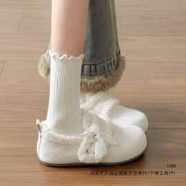 奶呼呼毛绒绒加绒小白鞋女2026秋冬保暖棉鞋ins学生百搭雪地靴子