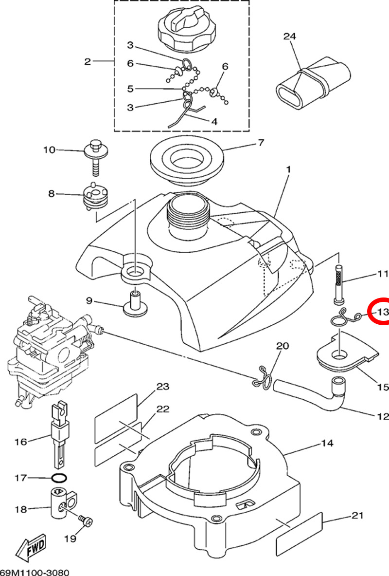 13)翟墨DEMONS舷外机船外挂机橡皮艇冲锋舟卡箍90467-13M13