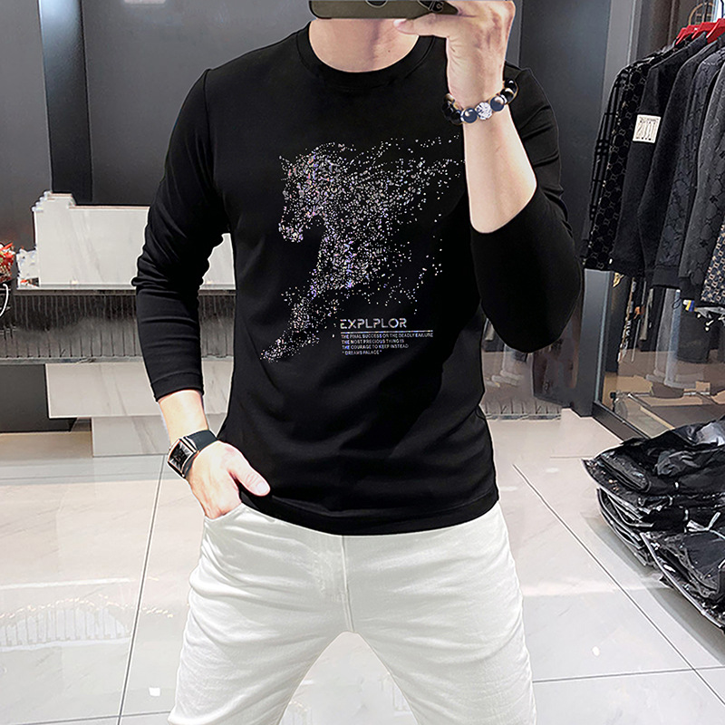 New Men's Long Sleeve T-Shirt Round Neck Bottoming Shirt Casual Men's Basic Tees Top Comfortable Trendy Brand Spring Autumn T-Shirt_voghion.com