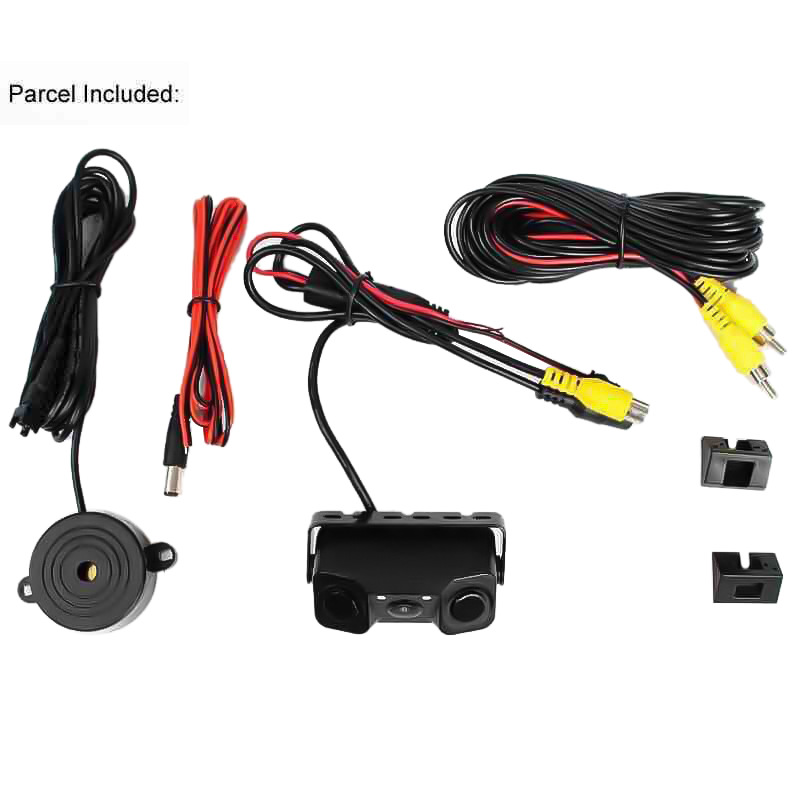 Integrated Reversing Camera System with Smart Reversing Radar, No-Drill Installation, Three-In-One Camera, Radar Image, Alarm, and Sound
