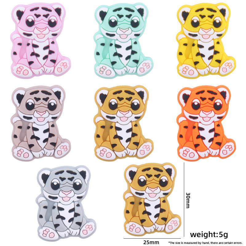 Suministros para bebés de dibujos animados animal silicona Tigre mordedor creativo DIY bebé molar chupete cadena anti-gota cadena Accesorios