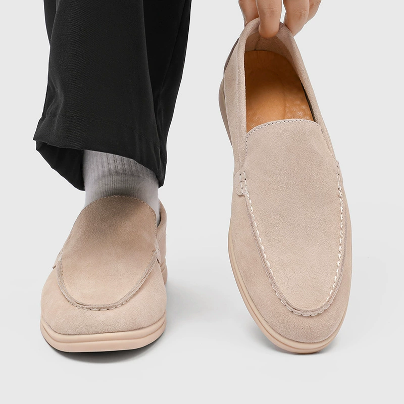 Новые ретро британские замшевые кожаные лоферы без шнуровки для мужчин, деловые повседневные туфли на мягкой подошве для ленивых 8253-J