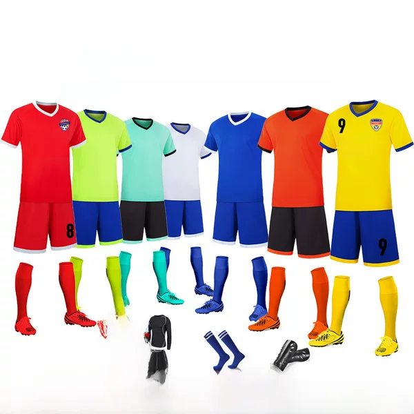 Custom football uniform suit short-sleeved men's and women's adult children's jersey student training competition team uniform printing number DIY