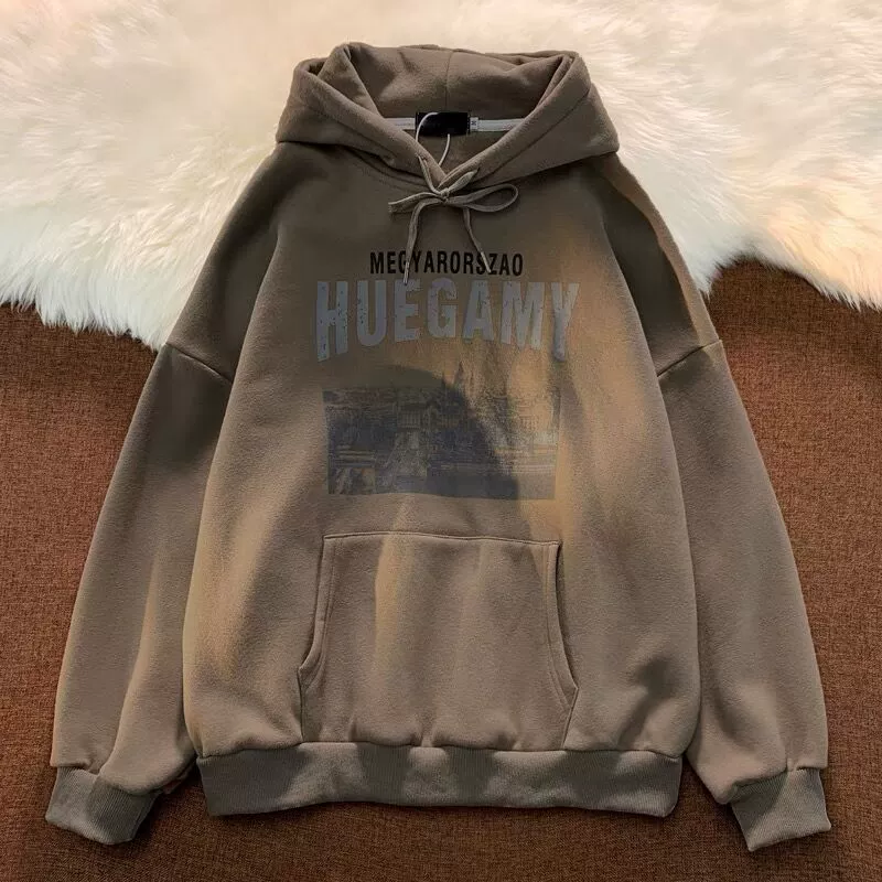 Ретро Tide худи oversize демисезонная куртка, влюбленная пара американский стиль, унисекс