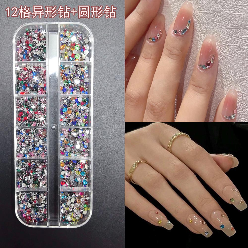 Accesorios para uñas Mini diamantes para uñas Diamantes planos de forma especial Blanco rosa champán Accesorios para uñas súper brillantes