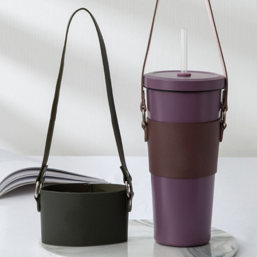 Taiwan's best-selling large-capacity 830ml thermos cup leather cup cover large hole pearl milk tea cup portable cup cover 12 colors