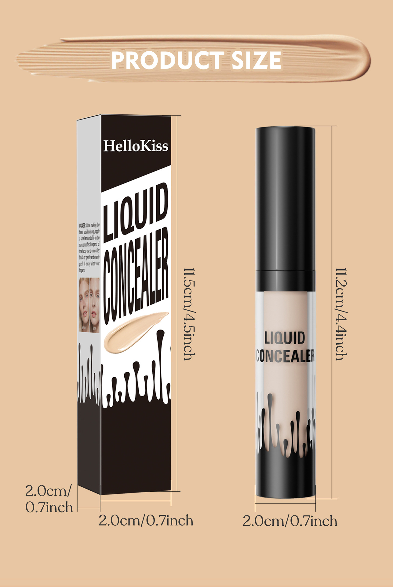 Hellokiss Cross-border Natural Blemish and Acne Mark Concealer is waterproof, sweat-resistant, light and snug, and suitable for tattoo concealer undefined