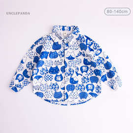 童装儿童衬衫长袖男童灯芯绒上衣小童宝宝春秋款衬衣洋气外套