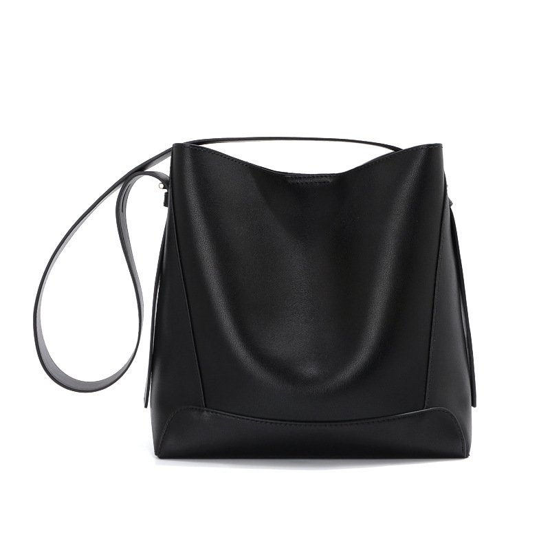 Large Capacity Women's Shoulder Bag Versatile Large Genuine Leather Crossbody Underarm Bag Premium Cowhide Commuter Bucket Bag - Thumbnail 6