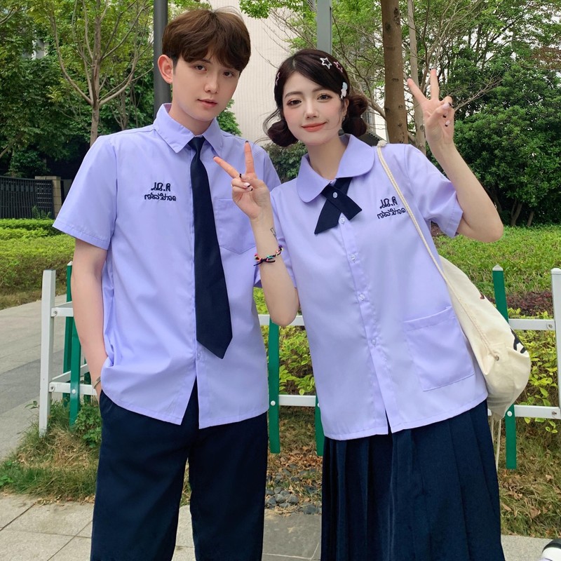 タイの学校制服 JK パフォーマンス服カレッジスタイル中学生と高校生半袖シャツ夏の卒業式制服スーツ|undefined