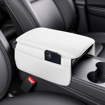 armrest box heightening pad, multifunctional storage: Armrest box pad - white-perforated-for-ventilation-332213cm