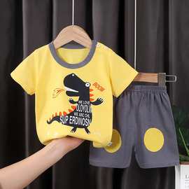 儿童短袖套装夏季男童女童纯棉宝宝婴儿中小童卡通T恤短裤两件套