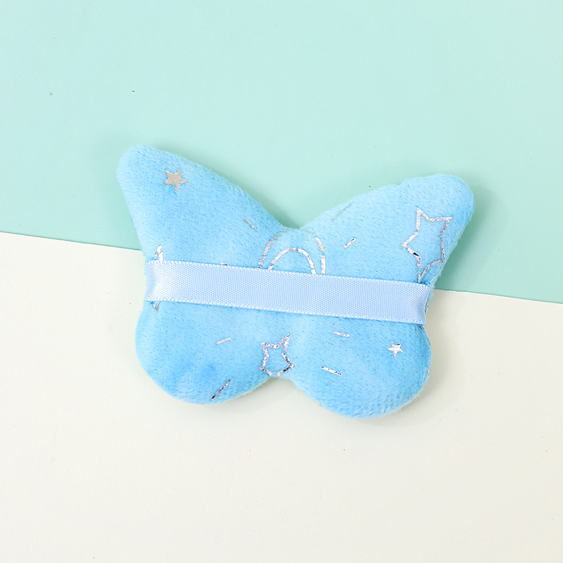 La borla de flocado corto en forma de mariposa transfronteriza no come polvo esponja de terciopelo de pie polvo suelto maquillaje maquillaje maquillaje algodón fábrica personalizado al por mayor