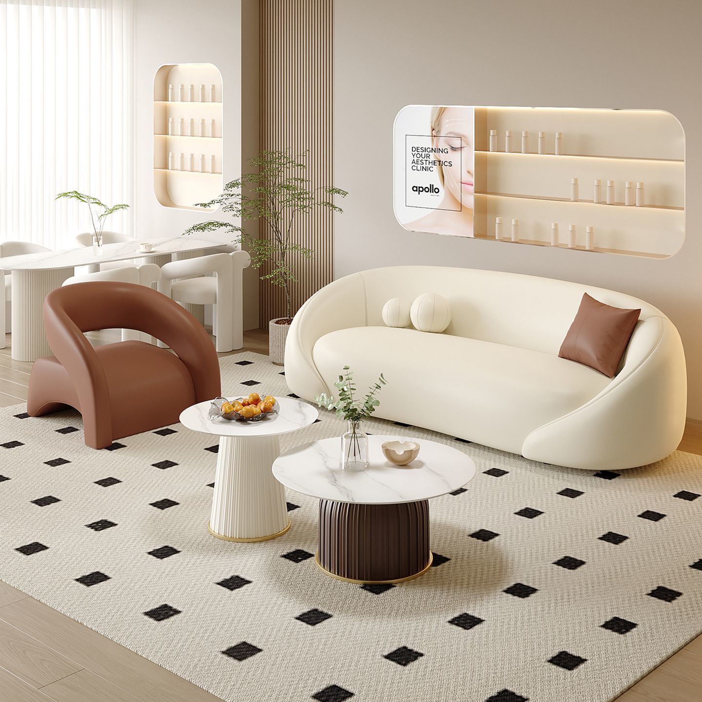 Sofá de tres personas de estilo crema de casa pequeña red de lujo ligero balcón mesa de té combinación de salón de belleza sala de descanso de recepción negociación