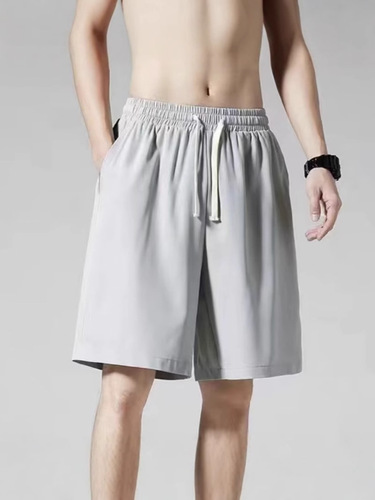 Ice Silk Sports Shorts, Thin Five-Pocket Pants for Men, Summer Wear, Loose Fit, Large Size, Hong Kong Style, Outerwear