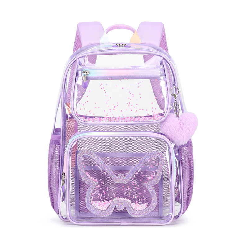 Mochila transparente para niñas de secundaria, mochila ligera de gran capacidad, mochila sencilla multifuncional, impermeable y ultraligera