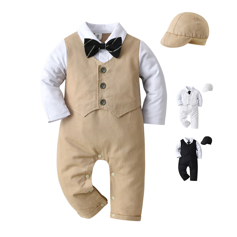 Cross-border children's clothing wholesale primary source of spring and autumn British clothing climbing clothing boys baby bag Fart Baby Jumpsuit