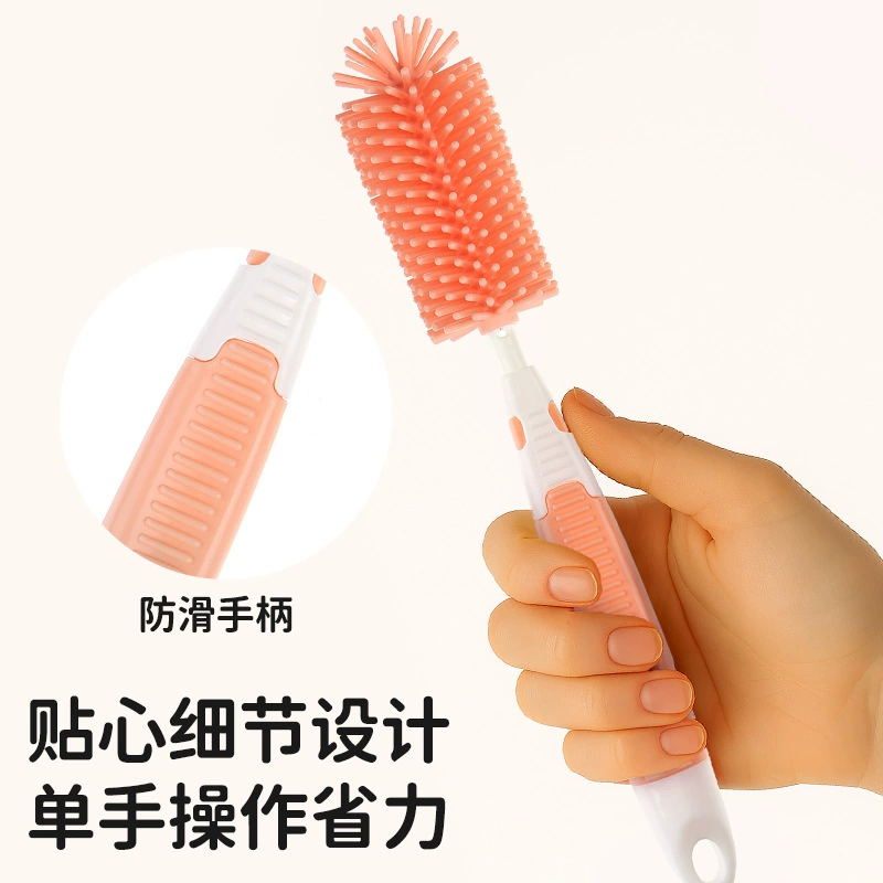 Набор из 3 щеток для бутылочек, щеток для сосков, детских силиконовых щеток для бутылочек, детских щеток для сосков, щеток для соломинок, вращающихся щеток для бутылочек.