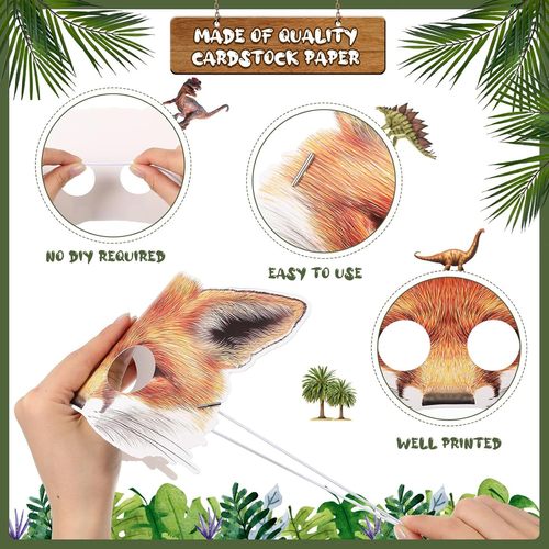 Cosplay Kindergarten Cartoon Animal Birthday Party Masks 16 Animal Masks Jungle Animal Paper Masks