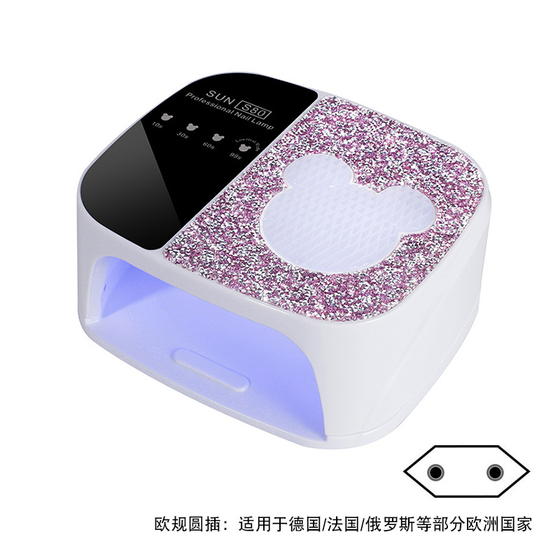 Lámpara de uñas con incrustaciones de diamantes, máquina de fototerapia, luz de manicura de manos no negra, pegamento de esmalte de uñas de secado rápido, lámpara de uñas con inducción para tienda