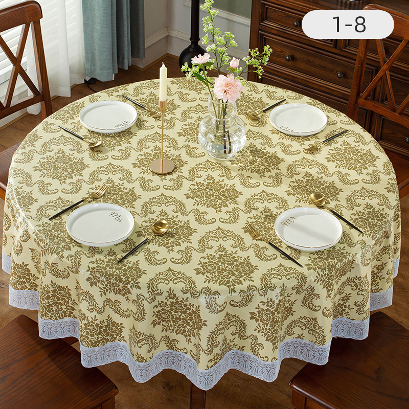 impermeable a prueba de agua a prueba de aceite a prueba de manchas PVC ecológico para el hogar mesa redonda sin lavado restaurante gran mesa redonda hotel Yuanbeiqin