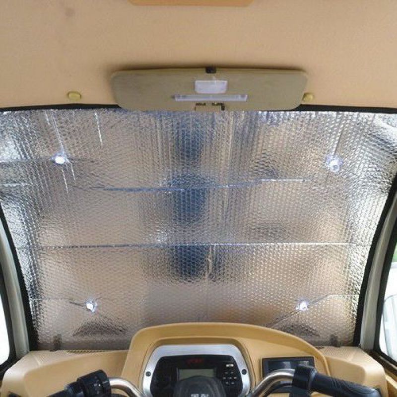 (2개) 전기 세발 자전거 내부 바이저 앞 유리 방수 태양 4 륜 태양 보호 차양 이중 목적