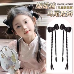 工場直販子供用ウィッグ、女性用蝶結び三つ編み、人工毛束、ボールヘッド、フィッシュボーン三つ編み、ベビーライティングウィッグ
